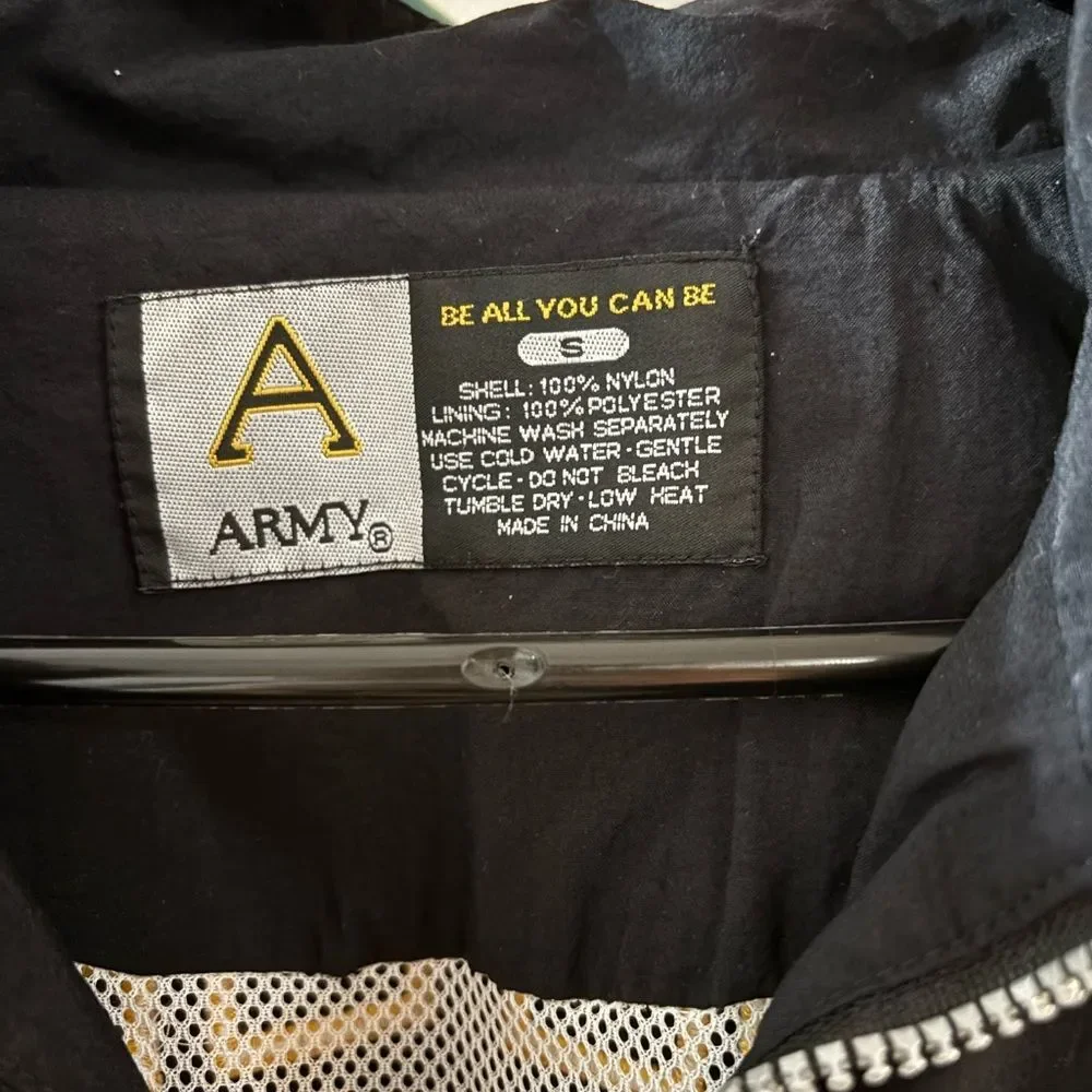U.S. Army Black and Yellow Field Windbreaker Jacket Small